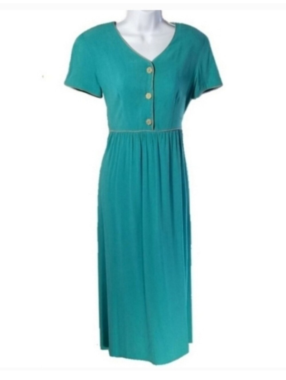 Carole Little Dress Short Sleeve Midi Shirtwaist Teal Size 4